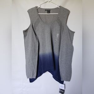 DKNY Jeans Womens Cold Shoulder Top Size XL Color Smoke Gray